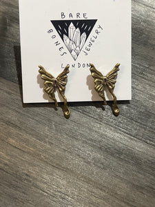 Brass butterfly earrings ￼