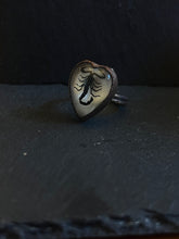 Load image into Gallery viewer, Scorpion heart ring electroformed copper size 7
