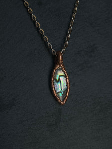 Abalone shell electroformed pure copper necklace