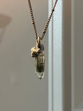 Load image into Gallery viewer, Clear green ghost quartz Copper electroformed necklace
