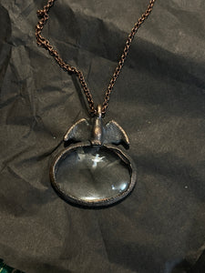 Copper electroformed magnify glass necklace