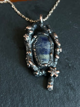 Load image into Gallery viewer, Sodalite coffin electroformed necklace with natural sticks
