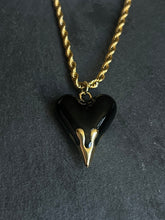 Load image into Gallery viewer, Black heart gold drip necklace
