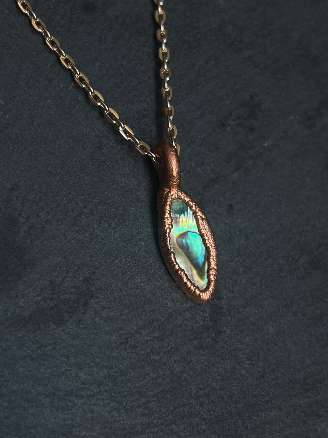 Abalone shell electroformed pure copper necklace