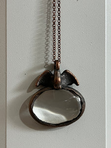 Copper electroformed magnify glass necklace