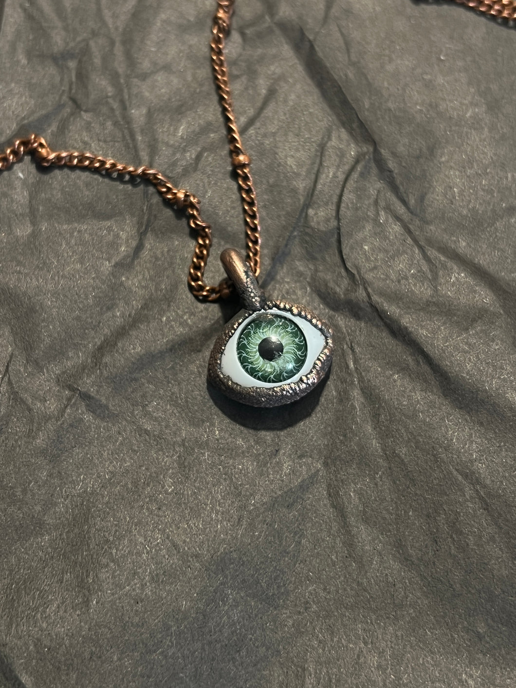 Copper electroformed eye necklace