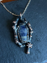 Load image into Gallery viewer, Sodalite coffin electroformed necklace with natural sticks
