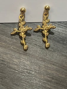 Rose cross  earrings ￼