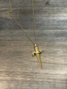 Gold sword necklace