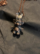 Load image into Gallery viewer, Clear quartz castle copper electroformed mini troll necklace
