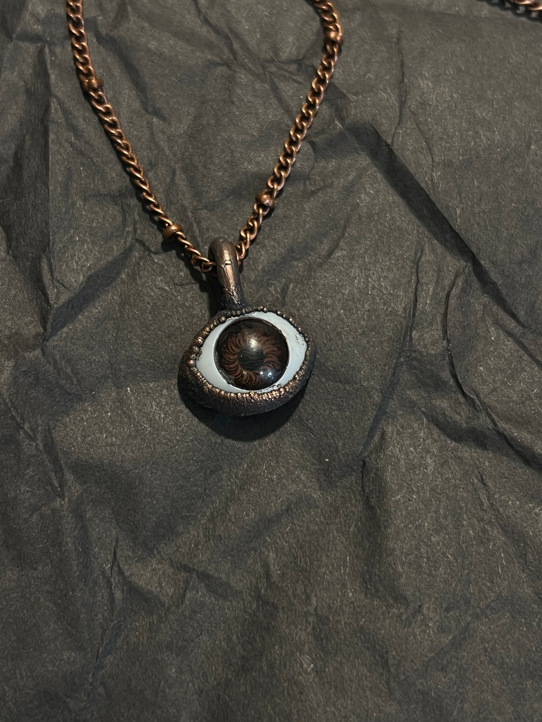 Copper electroformed eye necklace