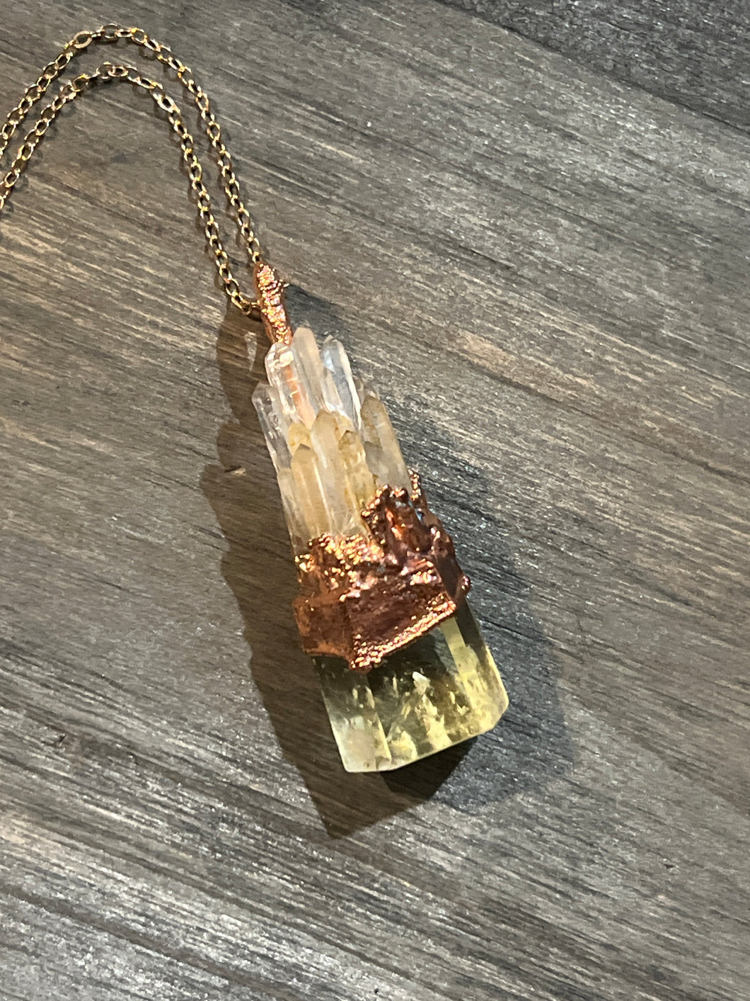 Quartz + citrine Castle necklace