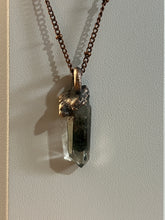 Load image into Gallery viewer, Clear green ghost quartz Copper electroformed necklace
