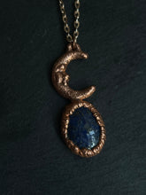 Load image into Gallery viewer, Sodalite and moon electroformed with pure copper necklace
