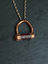 Load image into Gallery viewer, Red quartz bar electroformed pure copper necklace
