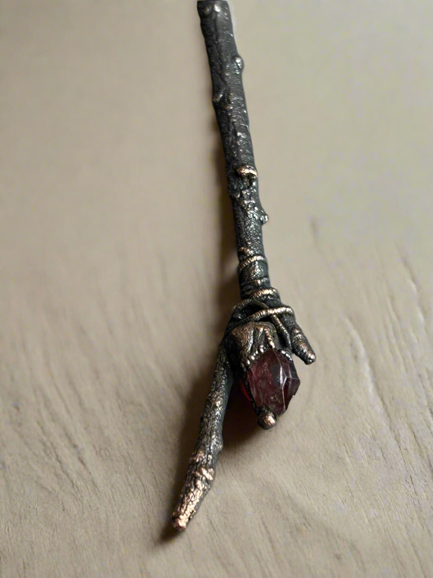 Red quartz wand necklace