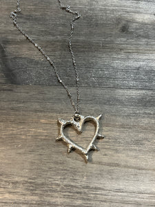 Large spike heart necklace