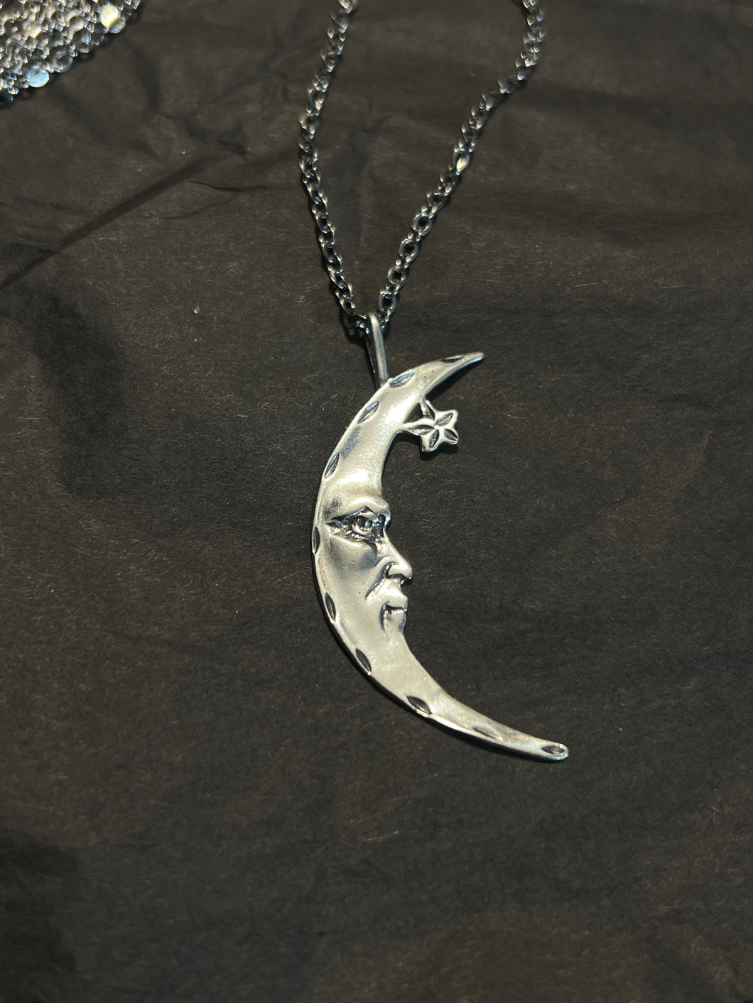 Sterling silver crescent moon necklace