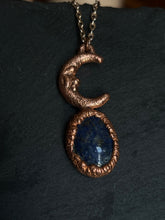 Load image into Gallery viewer, Sodalite and moon electroformed with pure copper necklace
