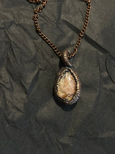 Clear ghost quartz Copper electroformed necklace