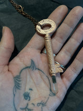 Load image into Gallery viewer, Copper electroformed antique key with ghost quartz
