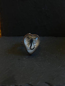 Scorpion heart ring electroformed copper size 7