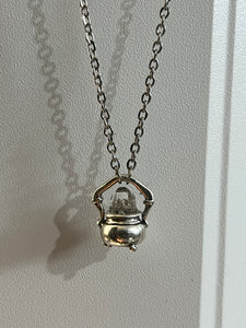 Sterling silver Herkimer diamond Cauldron necklace