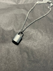 Silver pad lock necklace