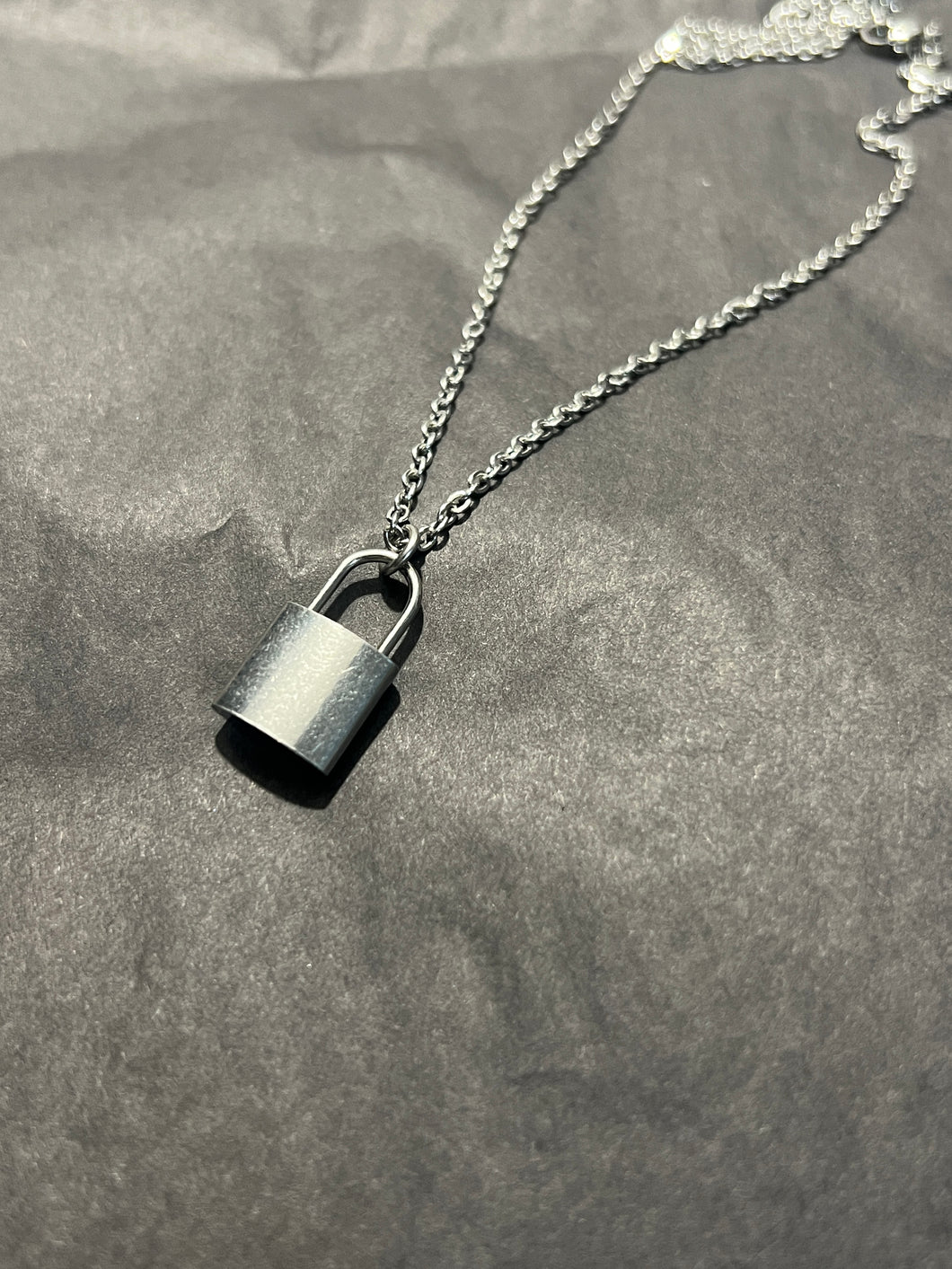 Silver pad lock necklace