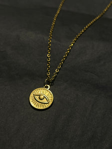 Small  eye medallion necklace