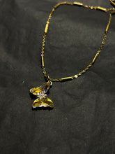 Load image into Gallery viewer, Pink and yellow tone Butterfly necklace
