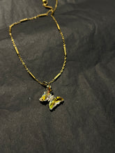 Load image into Gallery viewer, Pink and yellow tone Butterfly necklace
