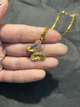 Load image into Gallery viewer, Pink and yellow tone Butterfly necklace
