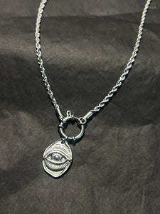 Stainless eye medallion necklace