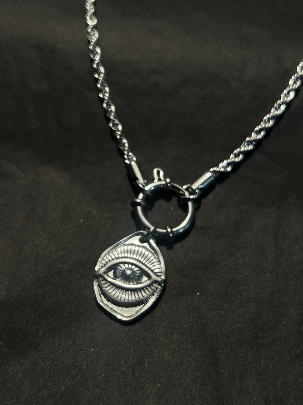 Stainless eye medallion necklace