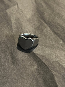 Stainless steel signet heart ring