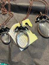 Load image into Gallery viewer, Copper electroformed bat magnify glass necklace
