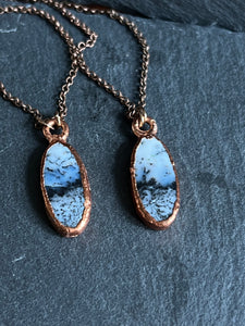 Dendrite electroformed copper stone necklace