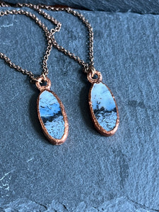 Dendrite electroformed copper stone necklace