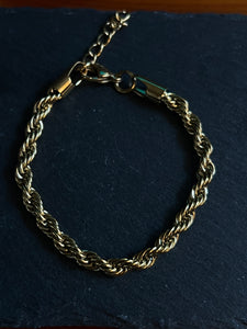 Twist chunky bracelet gold coated stainless steel